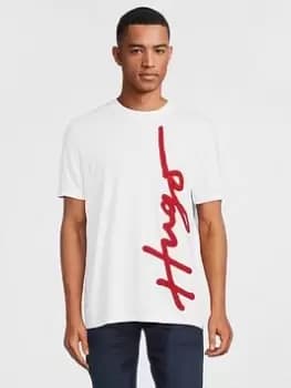 HUGO Dyton Signature Logo T-Shirt - White Size M Men