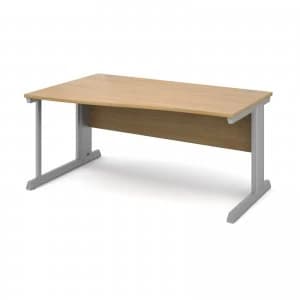 Vivo Left Hand Wave Desk 1600mm - Silver Frame Oak Top