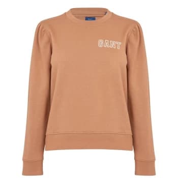Gant Gant Graphic Puff Sleeve Crew Neck Sweatshirt - Brown