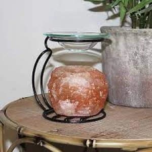 Hestia Global Artisan Rock Salt Oil Burner on Metal Stand