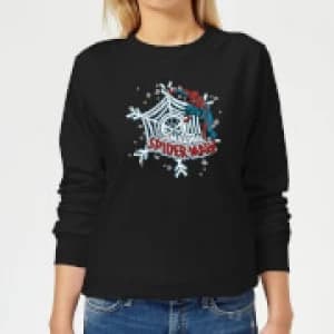 Marvel The Amazing Spider-Man Snowflake Web Womens Christmas Sweatshirt - Black