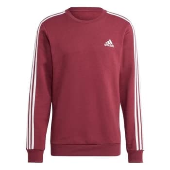 adidas Mens Crew 3-Stripes Pullover Sweatshirt - Victory Crimson