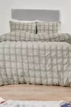 Check Seersucker Duvet Cover with Pillowcase Set