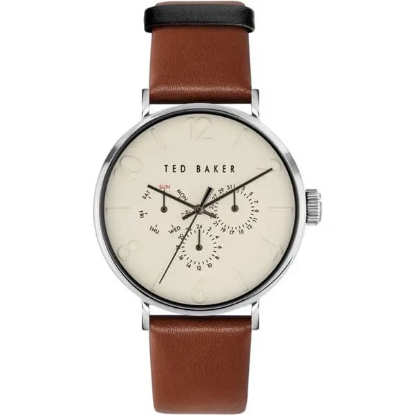Ted Baker Mens Watch One Size Silver, Cream and Brown 39910090000