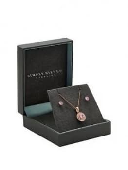 Mood Simply Silver Rose Gold Plated And Cubic Zirconia 3 Piece Set