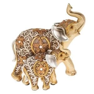Filigree Gold Elephant Mum Baby Ornament