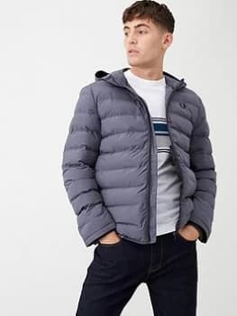 Fred Perry Insulated Hooded Jacket - Charcoal, Size 2XL, Men