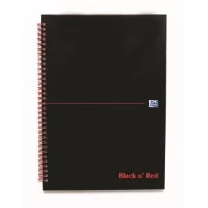 Black n Red A4 90gm2 140 Pages Ruled and A Z Indexed Wirebound Notebook Pack of 5