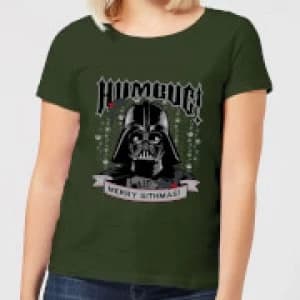 Star Wars Darth Vader Humbug Womens Christmas T-Shirt - Forest Green - L