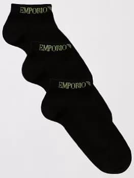 Emporio Armani Bodywear 3 Pack Trainer Liner Socks - Black, Size L/Xl, Men