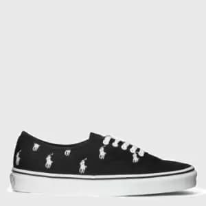 Polo Ralph Lauren Mens Keaton Canvas Low Top Trainers - Black/White - UK 11