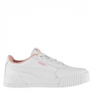 Puma Carina Leather Trainers Junior Girls - White/Pink
