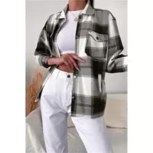 I Saw It First Khaki Check Print Shacket - Green