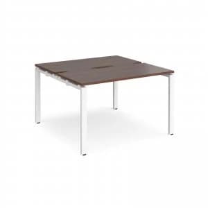 Adapt II Back to Back Desk s 1200mm x 1200mm - White Frame Walnut top