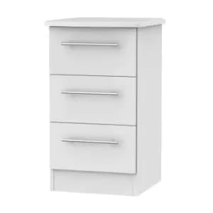 Siena Grey Matt 3 Drawer Bedside Cabinet