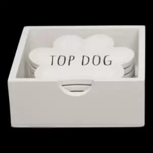 Set of 6 Dog Paw Shaped Coasters With Assorted Quotes