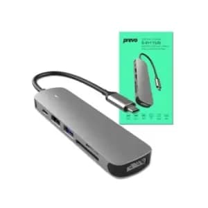 Prevo C605A USB Type-C 6-In-1 Hub Docking Station with HDMI SD and TF Card Reader USB 2.0 USB 3.0 USB-C 4K HDMI PC Laptop Tablets iPad MacBook iMac Co