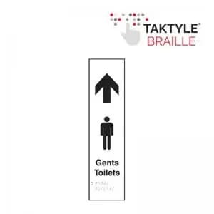 Gents Toilets Arrow Up’ Sign; Self Adhesive Taktyle; 75mm x