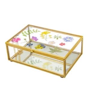 Sass & Belle Pressed Flowers Glass Jewellery Box