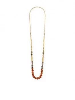 Accessorize Ceramic Bead Long Rope - Orange
