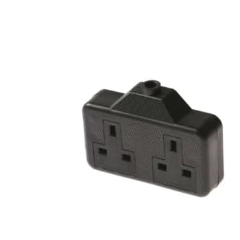 RTS2GB Extension Socket 2-Gang 13AMP Rubber - Black