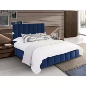 Nora Bed Double Plush Velvet Blue