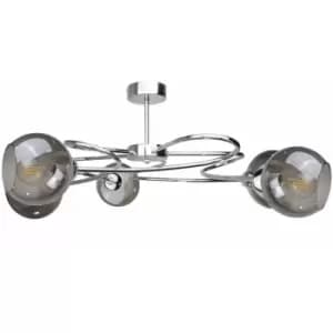 Keter Blom Multi Arm Semi Flush Ceiling Light Silver, 65cm, 5x E27