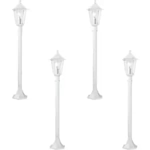 4 PACK IP44 Outdoor Bollard Light White Aluminium Lantern 60W E27 Lamp Post