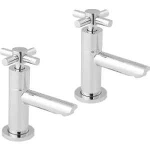 Deva Motif Taps Basin Pillar (2 Pack) in Chrome Brass