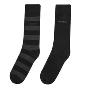 Hugo Boss Block Stripe 2 Pack Socks Black
