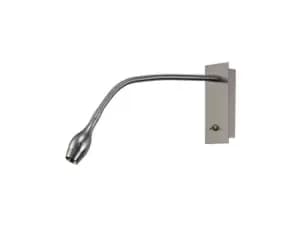 Winslow LED Oval Head Wall Reading Lamp with Flexible Arm, Switch On Base, Satin Nickel