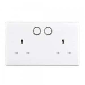 BG Electrical 2 Gang SMART Plug Power Socket Cover Alexa and Google Compatible