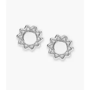 Fossil Womens Elliott You Are My Sunshine Silver-Tone Sterling Silver Stud Earring - Silver