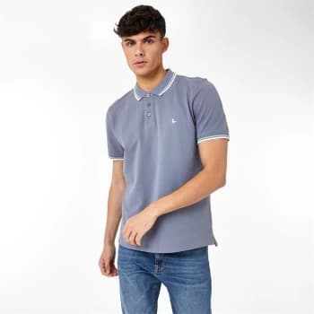 Jack Wills Tipped Polo - Dusky Blue