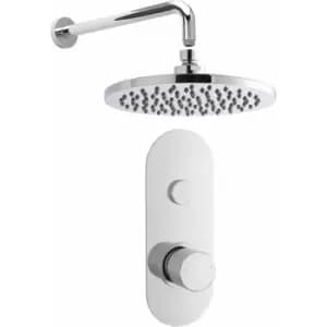 Nuie - Round Thermostatic Concealed Push Button Shower Valve with Fixed Head and Arm - Chrome