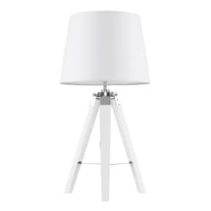 Clipper White and Chrome Tripod Table Lamp with White Aspen Shade