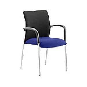Visitor Chair Academy Black Fabric Back With Stevia Blue Seat With Arms
