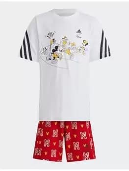 adidas X Disney Mickey Mouse Tee Set, White/Black, Size 3-4 Years, Women