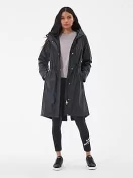 Barbour International Peaty Showerproof Coat - Black, Size 12, Women