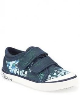 Start-Rite Girls Flower Canvas Strap Plimsoll - Navy