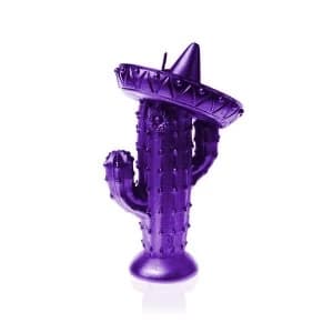 Violet Metallic Cactus Sombrero Candle