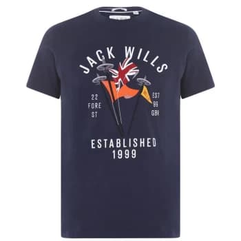 Jack Wills Lauriston Graphic Logo T-Shirt - Navy
