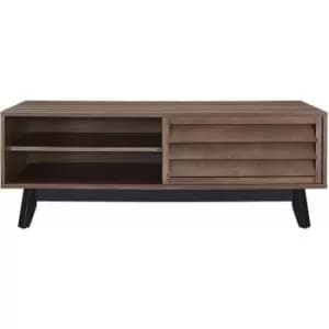 Vaughn Walnut Mid Century Modern Coffee Table With Sliding Door