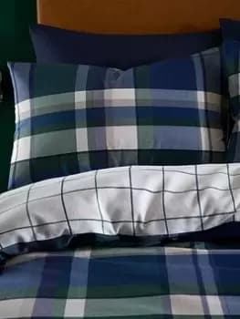 Catherine Lansfield Check Brushed Pillowcase Pair - Navy