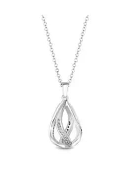Simply Silver Sterling Silver 925 Cubic Zirconia 3D Cage Pendant Necklace