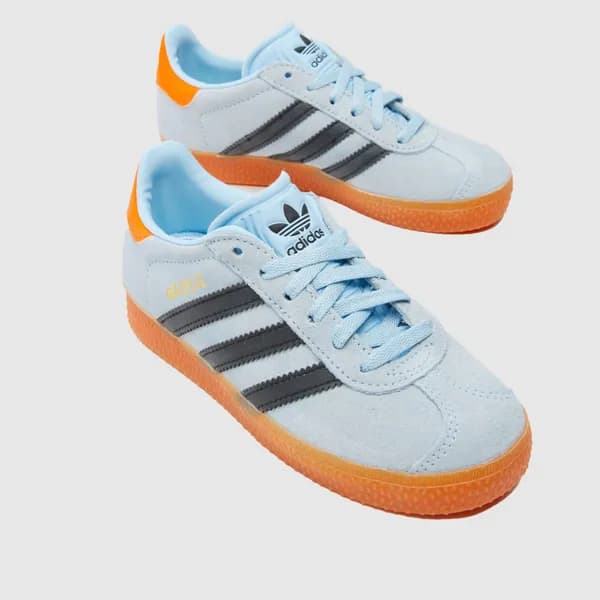 adidas pale blue gazelle Boys Junior trainers Pale Blue UK 2 (EU 34)