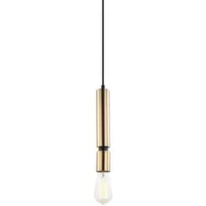 Italux Torla - Modern Hanging Pendant Black 1 Light with Brass Shade, E27 Dimmable
