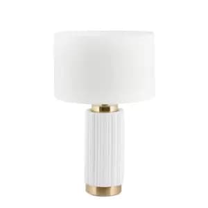 Saxon Ridged Ceramic Table Lamp White/Gold