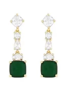 Jon Richard Gold Plated Mixed Stone Emerald And Cubic Zirconia Drop Earrings, Yellow Gold, Women