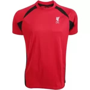Liverpool FC Unisex Adult Panel Polyester T-Shirt (S) (Red/Black)